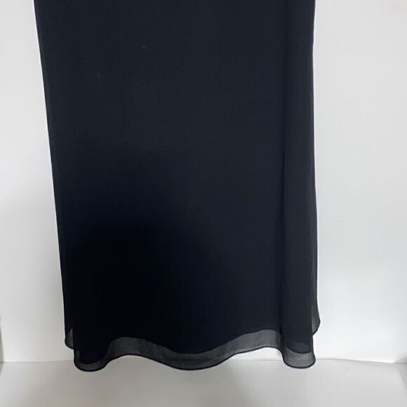 Amanda Womens Chiffon Midi Dress Sleeveless Scoop Neck Black Medium - Picture 7 of 9